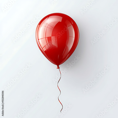 Single Vibrant Red Balloon with a Glossy Surface for Celebrations and Parties. photo