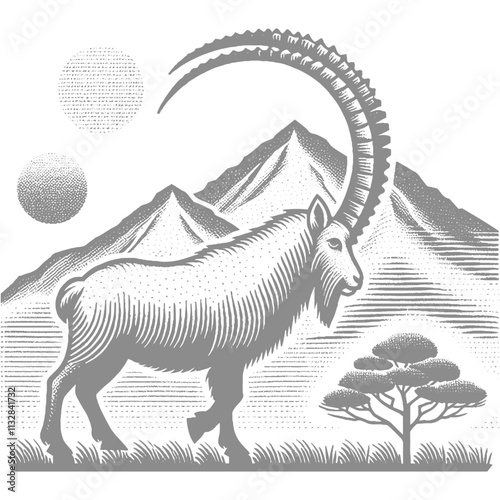 Goat Vector, bezoar ibex goat vector