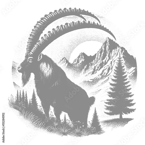 Goat Vector, bezoar ibex goat vector