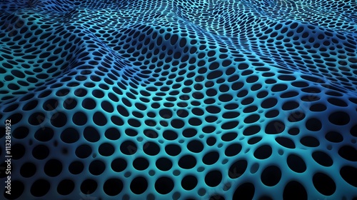 A mesmerizing abstract pattern featuring blue and black circles, resembling fluid waves or a textured surface.