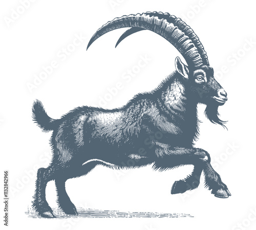 Goat Vector, bezoar ibex goat  vector