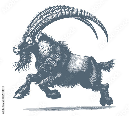 Goat Vector, bezoar ibex goat  vector