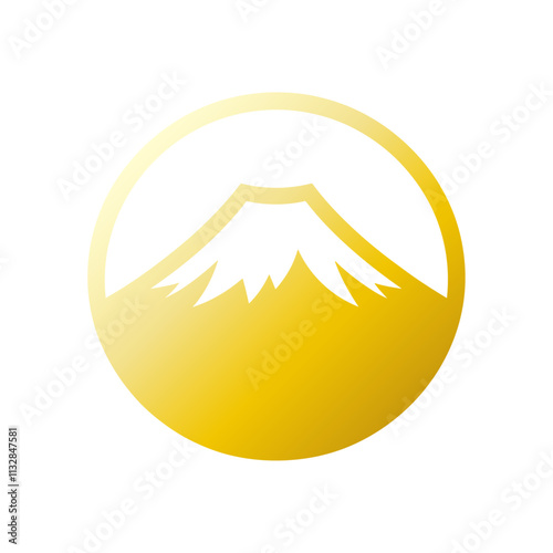 富士山のアイコン（金色）、ベクター、山