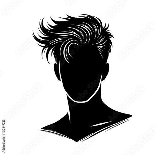 Silhouette of a man with stylish hair.