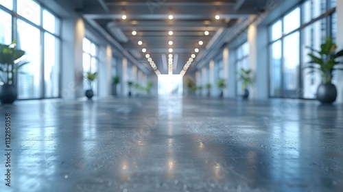 Wallpaper Mural Empty hallway in a modern office building with large windows and a bright, spacious feel. Torontodigital.ca
