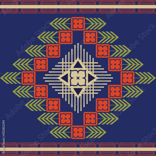 Native tribal ethnic symmetry graphic wallpaper rug africa floral pattern.