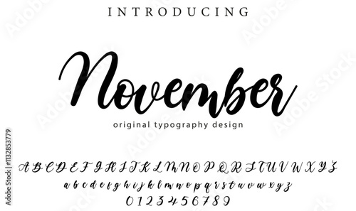 November Font Stylish brush painted an uppercase vector letters, alphabet, typeface