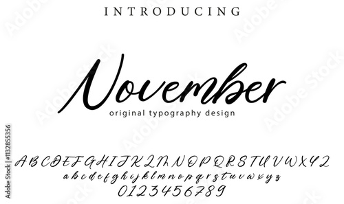 November Font Stylish brush painted an uppercase vector letters, alphabet, typeface