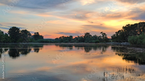 sunset by the Danube river in Novi Sad photo