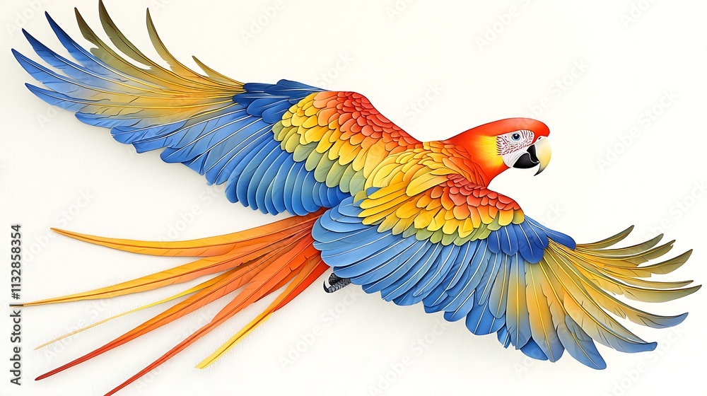 Obraz premium Scarlet Macaw Bird in Flight Colorful Feathers Tropical Bird