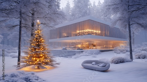 Modern Christmas background with sparkling golden particles, shimmering bokeh, and a magical festive feel