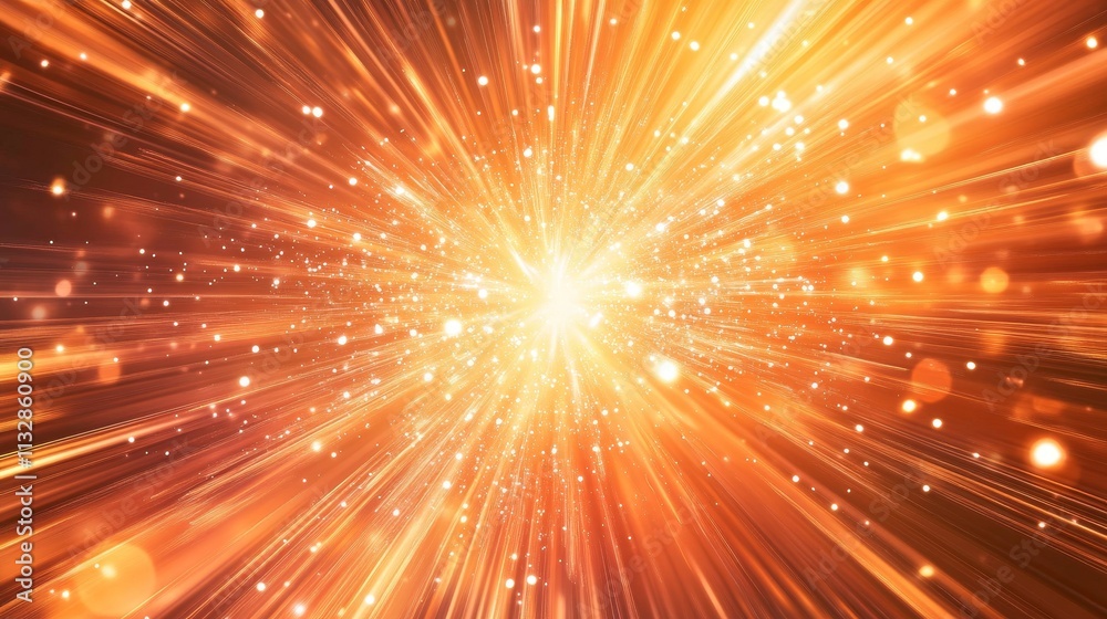 Fototapeta premium A burst of light with radiant particles and beams, creating a dynamic, energetic atmosphere.