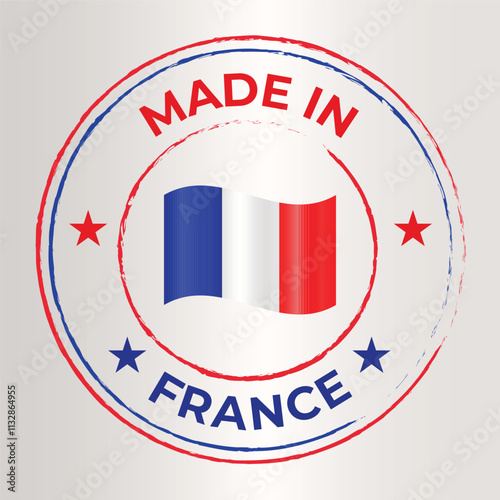 Premium Quality Made in FRANCE Guarantee Badge with Shiny Flag