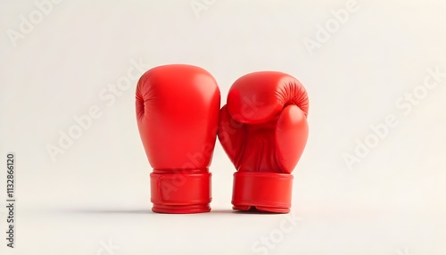 realistic boxing gloves in plain background with key space