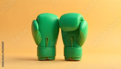 realistic boxing gloves in plain background with key space