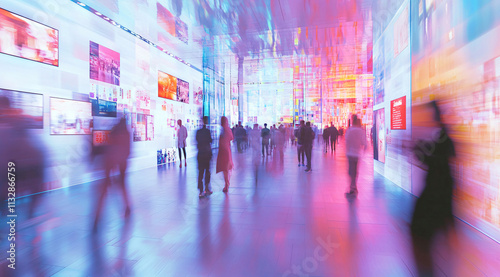 Wallpaper Mural Exhibition blur background of convention hall event for business of tech expo, trade fair, passenger terminal or museum gallery lobby with blurry interior large corridor hallway white room empty space Torontodigital.ca