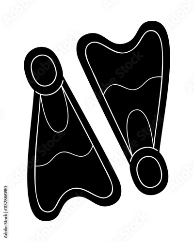 Swimming flippers in black and white. Clip art for your projects.