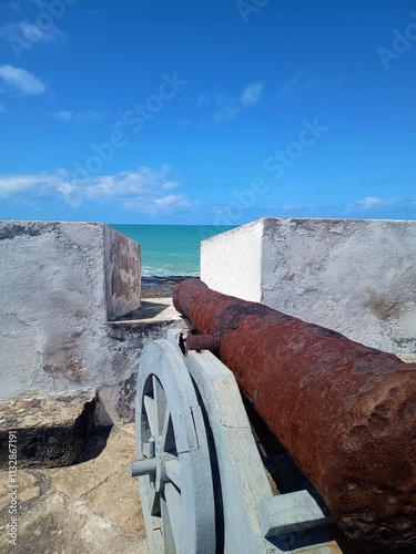 Detail of a cannon at the Reis Magos Fort, in Natal, Rio Grande do Norte, Brazil