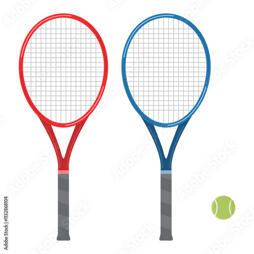 Tennis racket collection vector illustration on white background. Tennis is a popular sport.