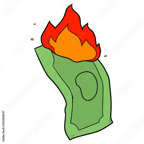 burning money  illustration hand drawn isolated vector