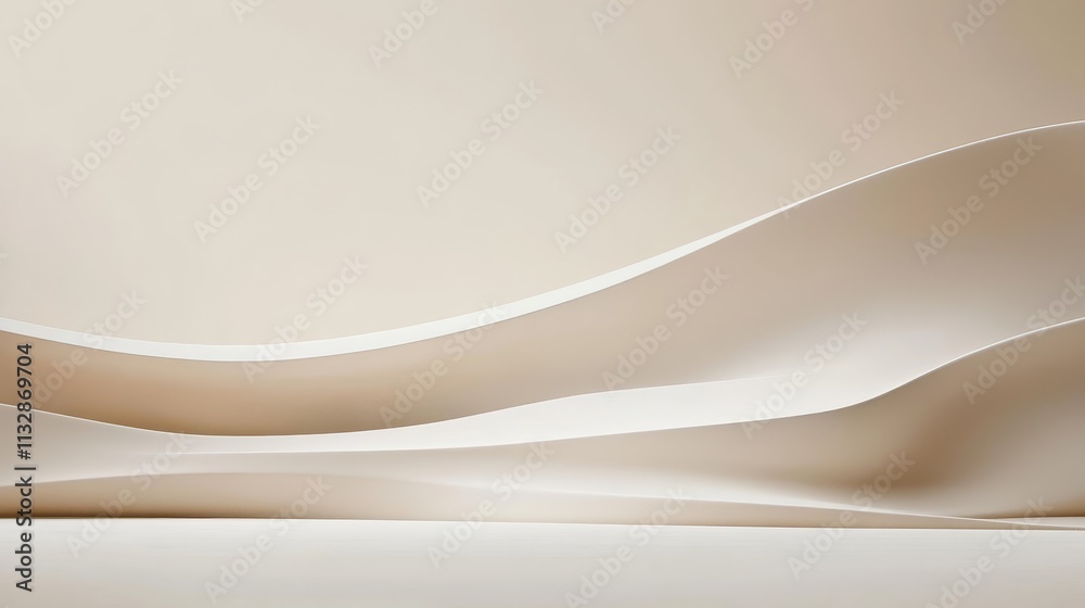 Fototapeta premium Abstract curves in soft tones create a serene and minimalist aesthetic.