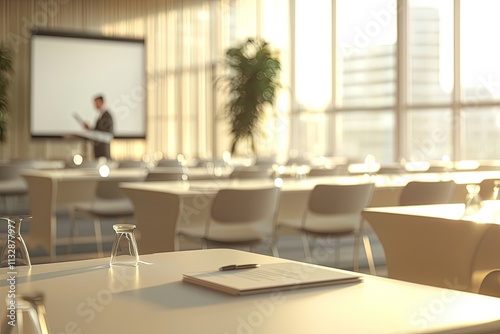 Wallpaper Mural Engaging Business Seminar with a Motivational Speaker Addressing an Audience in a Bright, Modern Conference Room Setting Torontodigital.ca
