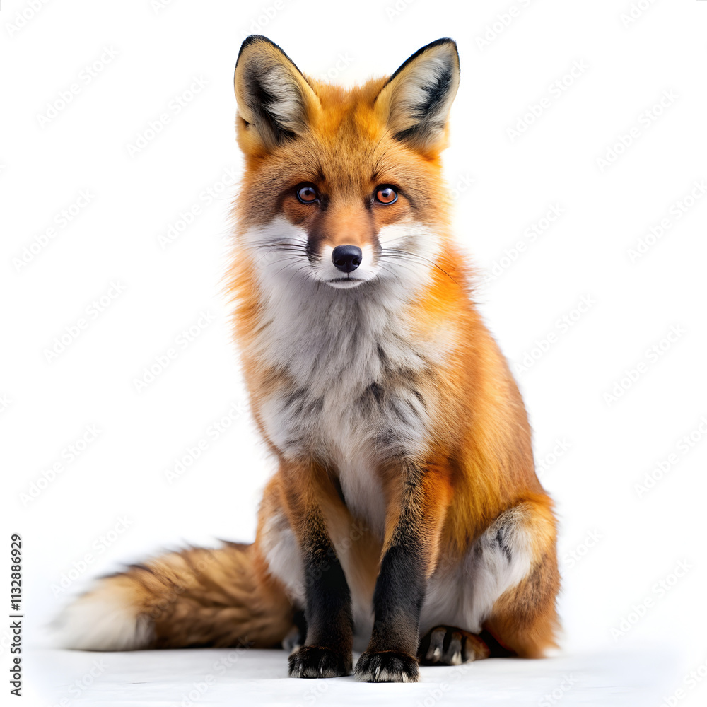 Obraz premium Red fox isolated on white background