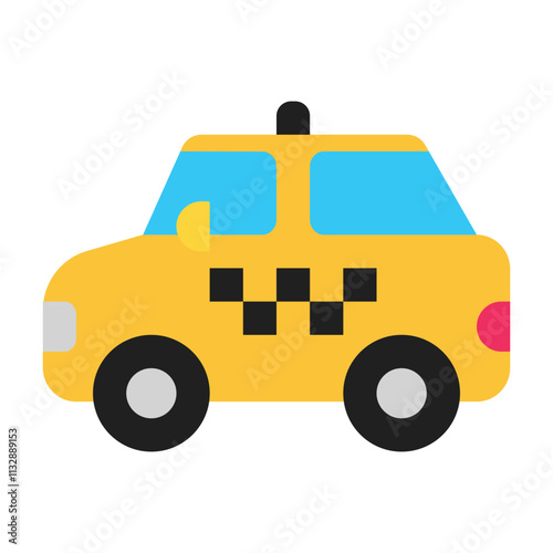 Taxicab Vector Icon - Isolated Sticker Design