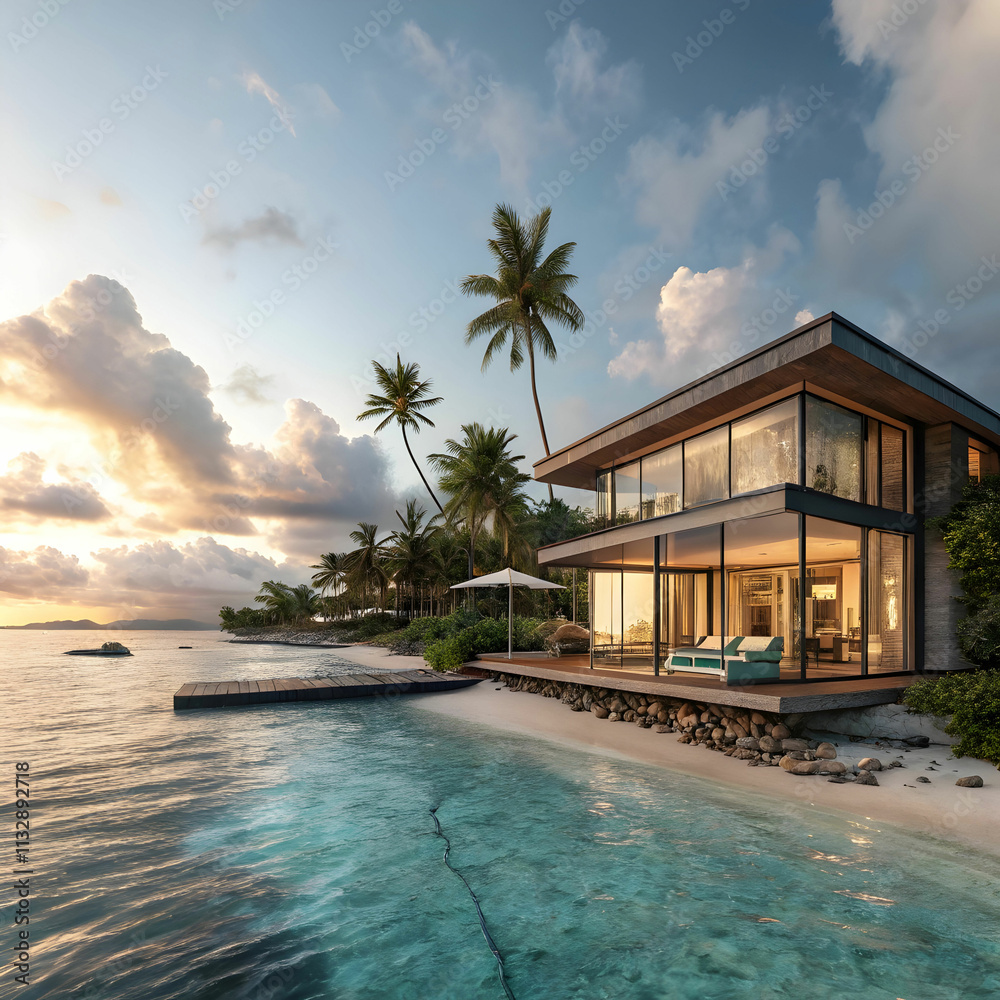 Fototapeta premium Maldives house exotic travel sea