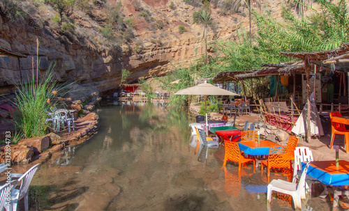 Souks installed on the small river of the Vallée du Paradis, near Agadir in Morocco