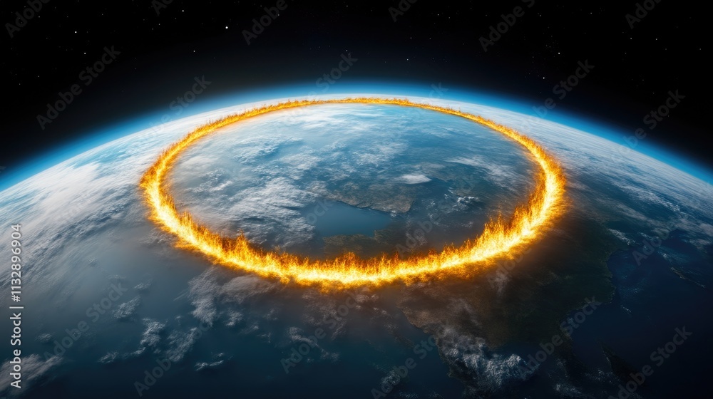 Obraz premium Tectonic Plates Exploding with Heat from Orbit