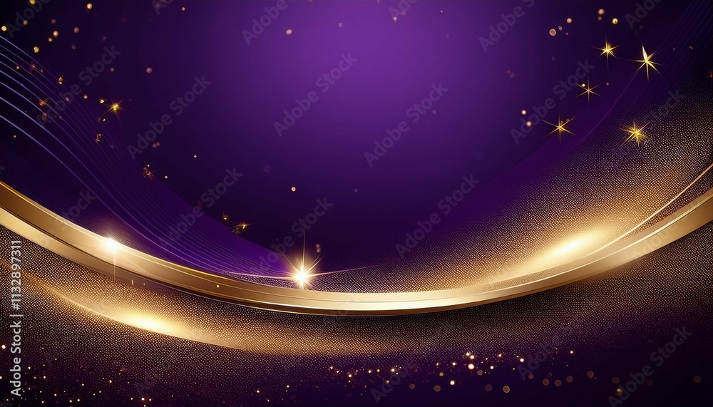 Obraz premium abstract elegant dark purple background with golden lighting effect sparkle luxury template design generative ai