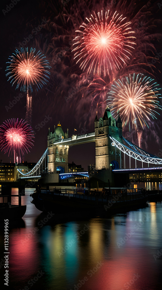 Fototapeta premium new year celebrations on the london bridge