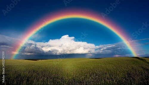 beautyful rainbow over the sky after the rain photo