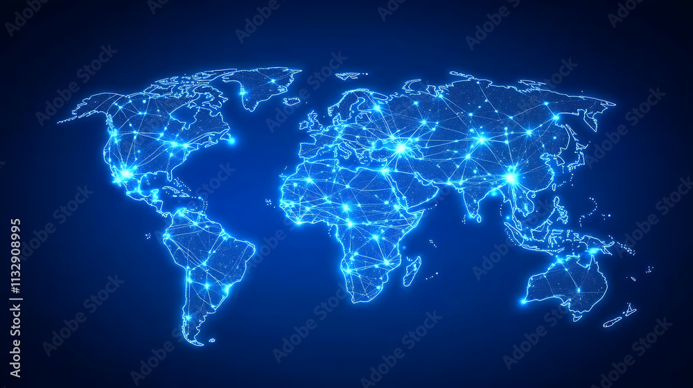 Fototapeta premium Global Logistics and Business Network with Connecting Lines