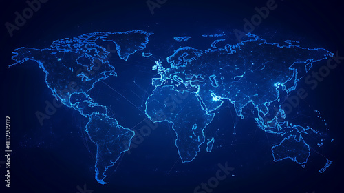 Global Logistics and Business Network with Connecting Lines