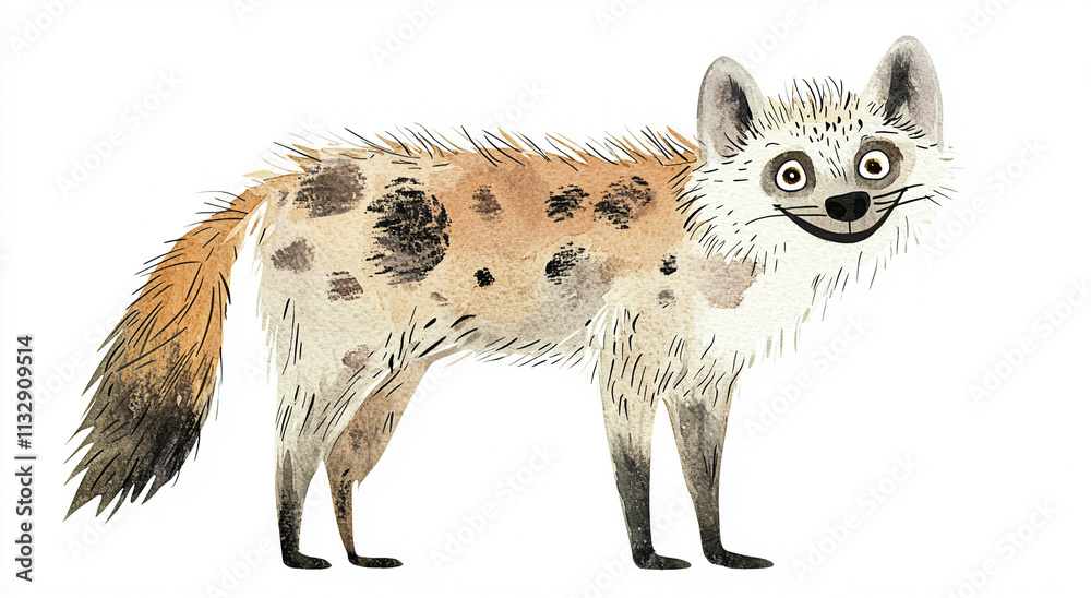 Obraz premium Funny hyena isolated on white background. Retro style illustration.