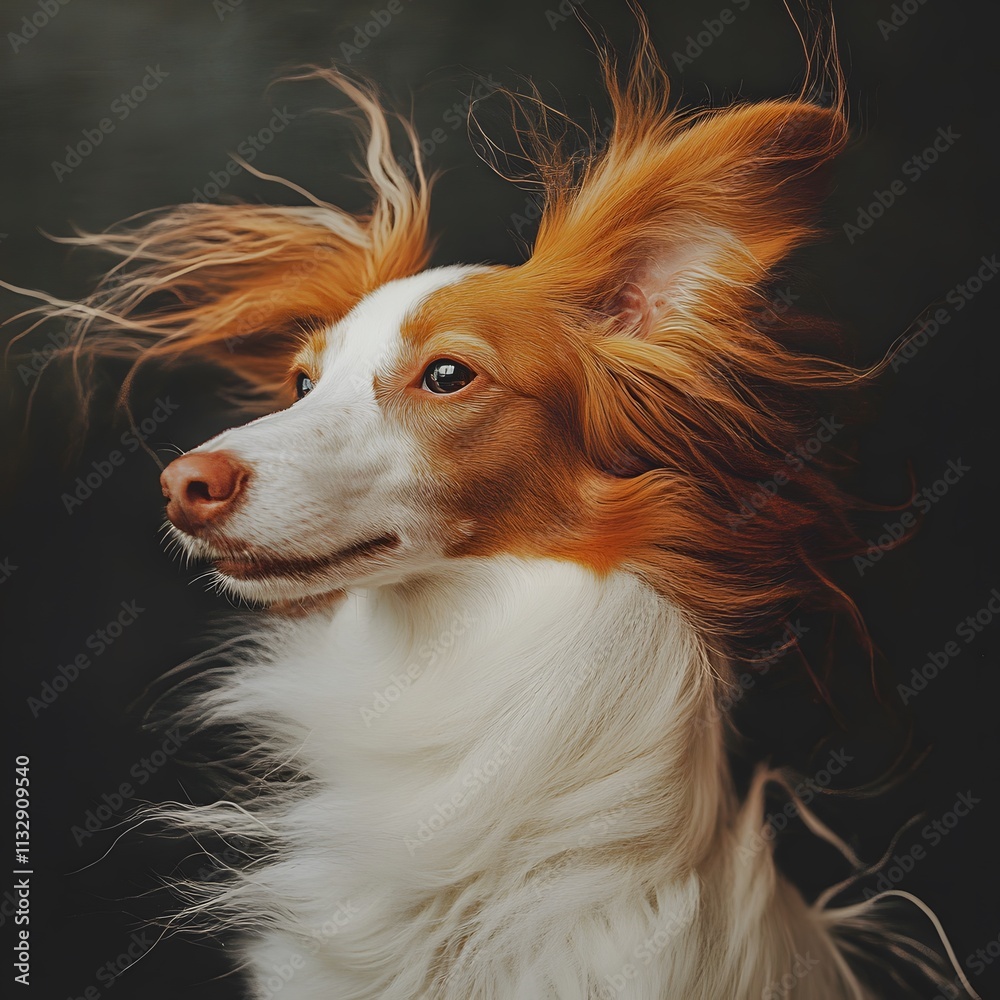 Naklejka premium Majestic Dog Portrait with Flowing Fur