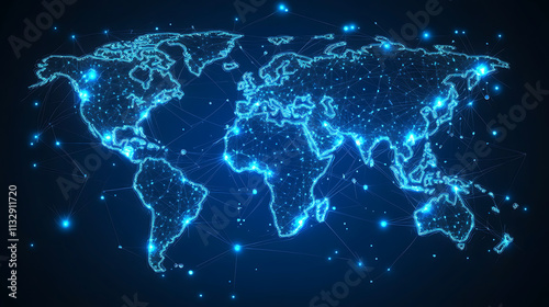 Global Connectivity Concept with Map and Travel Routes