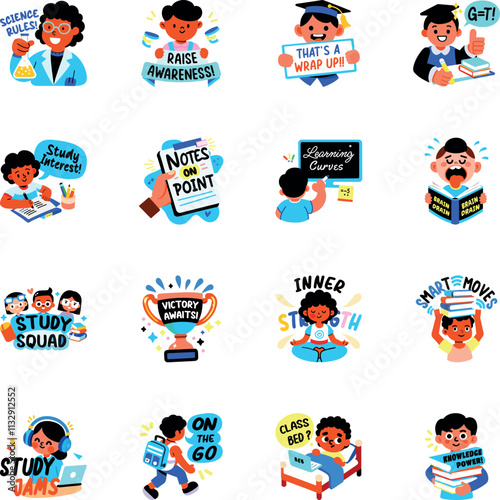 Bundle of Flat Style University Stickers 

