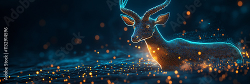 A cyber antelope icon glowing with migration data, representing online wildlife observation platforms, conservation tools, and ecological research initiatives.   photo