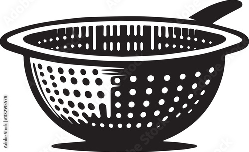 Colander Silhouette line art vector illustration on white background