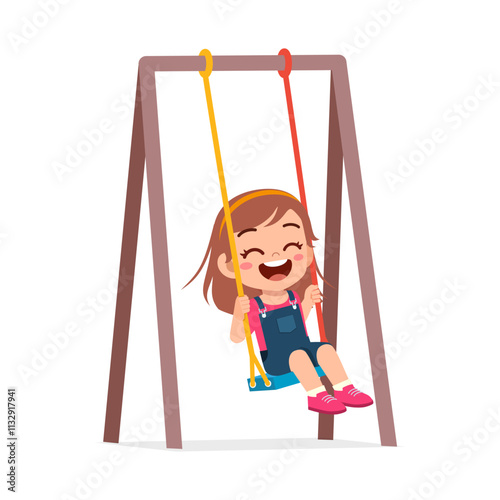 little kid play swing in the park