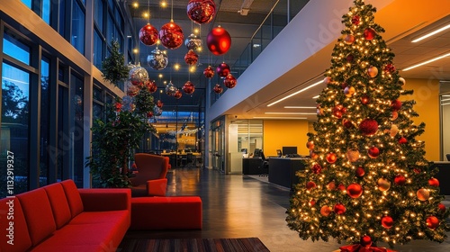 Cozy Office Decorated for the Holiday Season