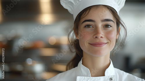 Portrati of a Smiling chef in a professional kitchen