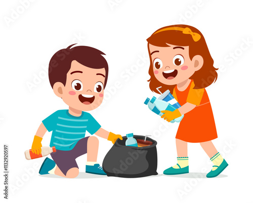 kid pick plastic bottle for cleaning