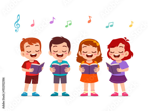 little kids sing choir together with friends