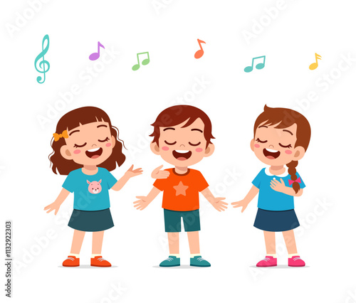 little kids sing choir together with friends