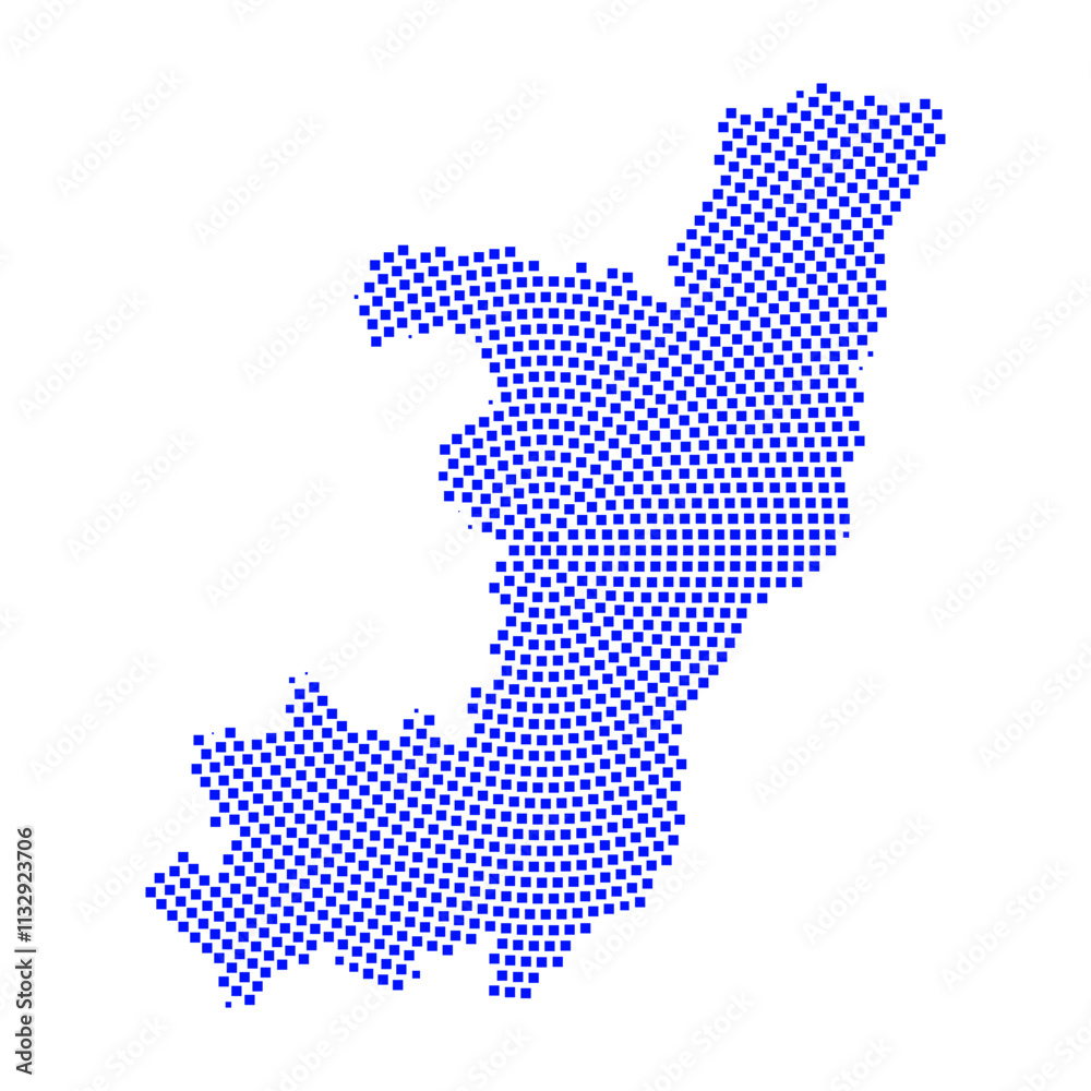 Fototapeta premium Abstract graphic Republic of the Congo map from pixel blue on a white background. Vector illustration. 