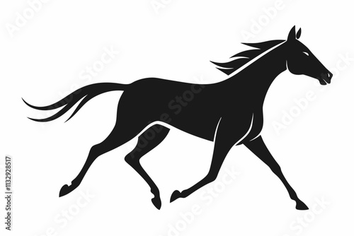 Running horse black silhouette set. Vector illustration.  racing black horse on white background. horse silhouette icon vector
